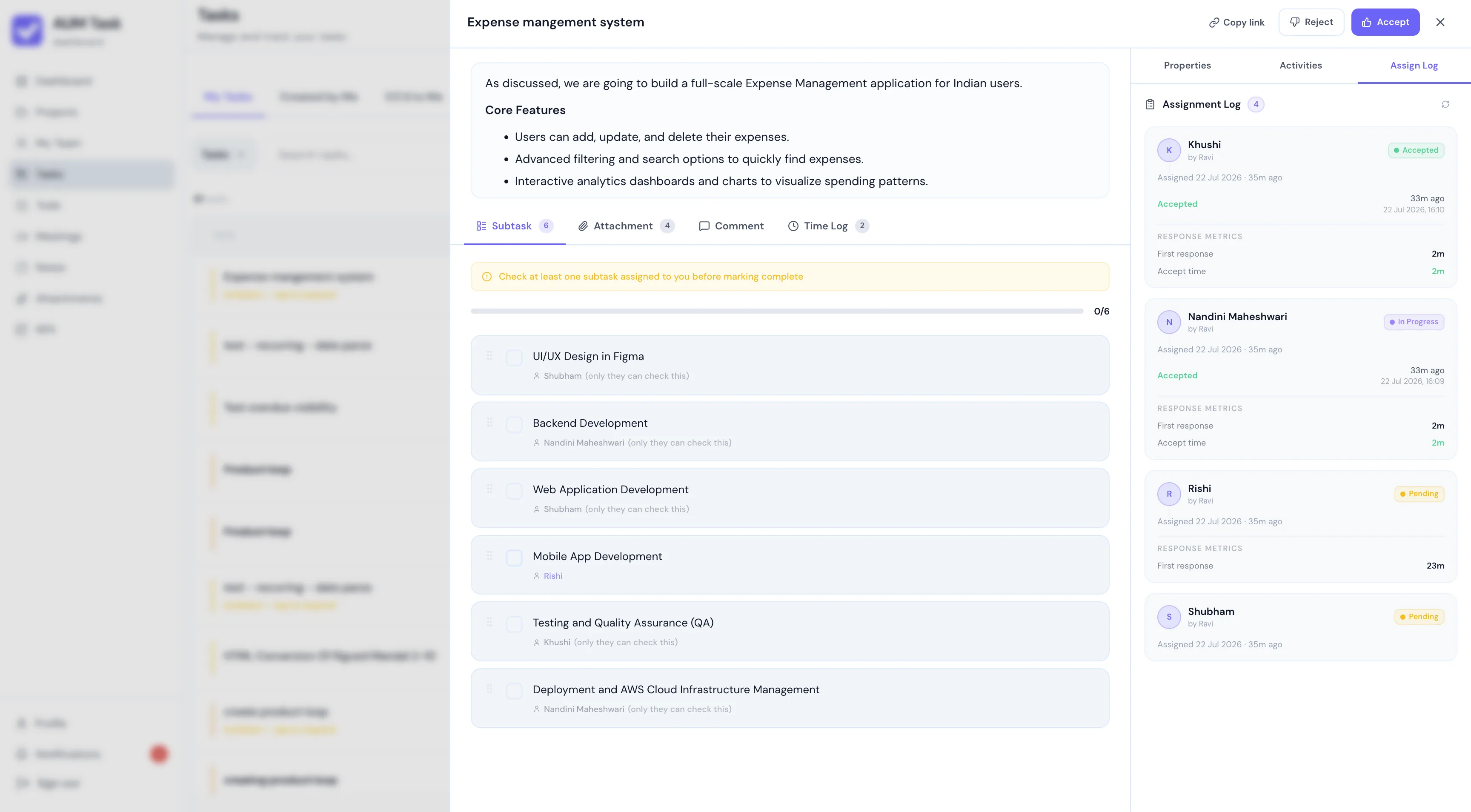 Team Assignment Audit Log